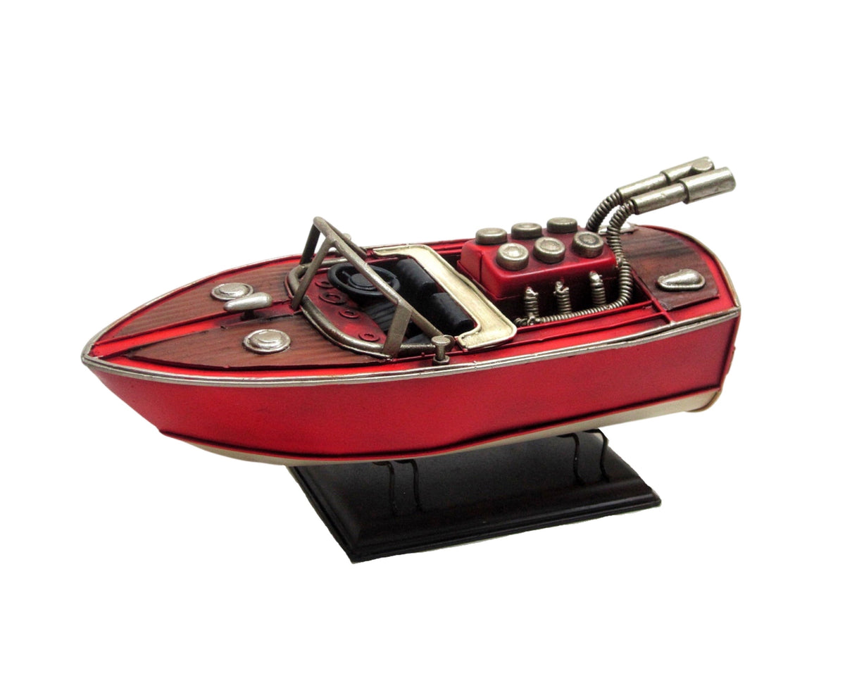 Metal Speed Boat Ornament 24cm