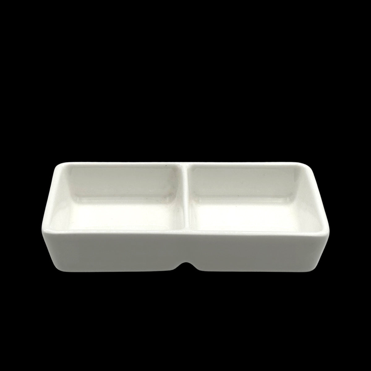 bulk 24 White Bone China 2 Section Square Dish 11x6cm