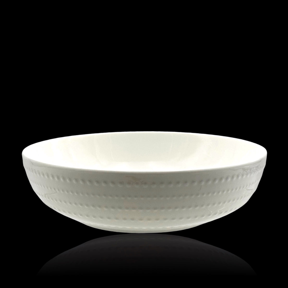 bulk 24 White Bone China Embossed Pearls Bowl 20cm