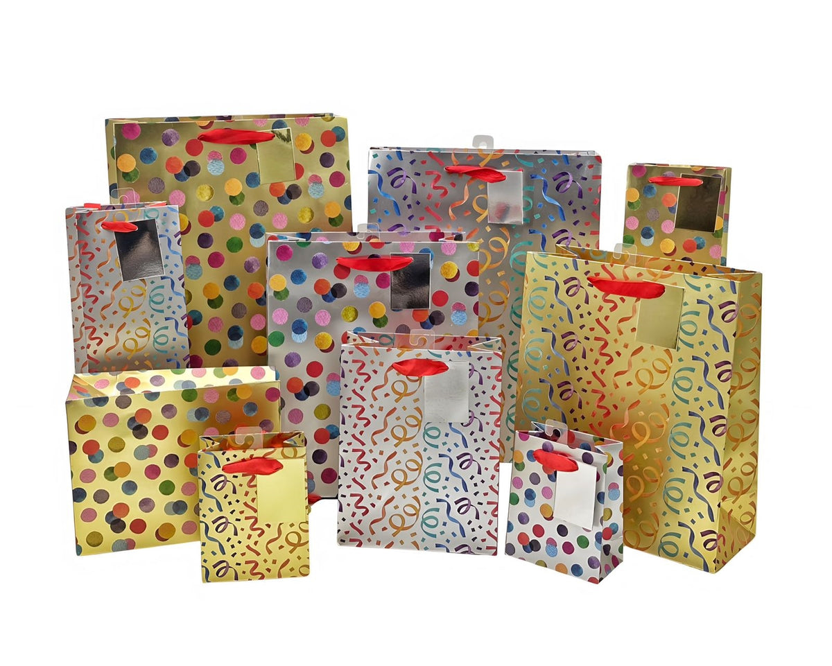 bulk 24 Small Confetti Gift Bag Assorted 14cm
