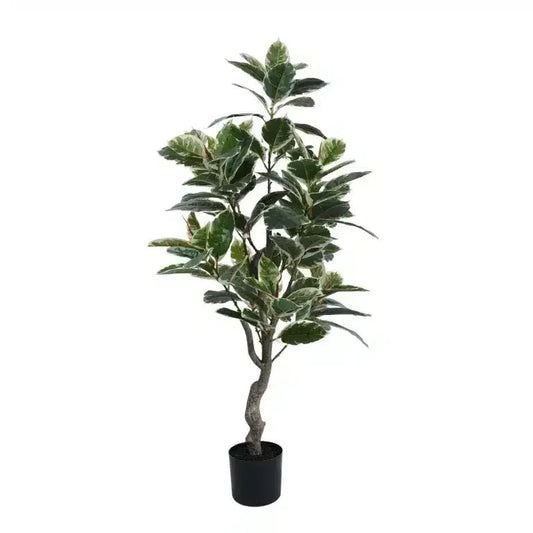 Artificial Bushy Variegated Ficus Tree (Rubber Tree) 120cm - Image 2
