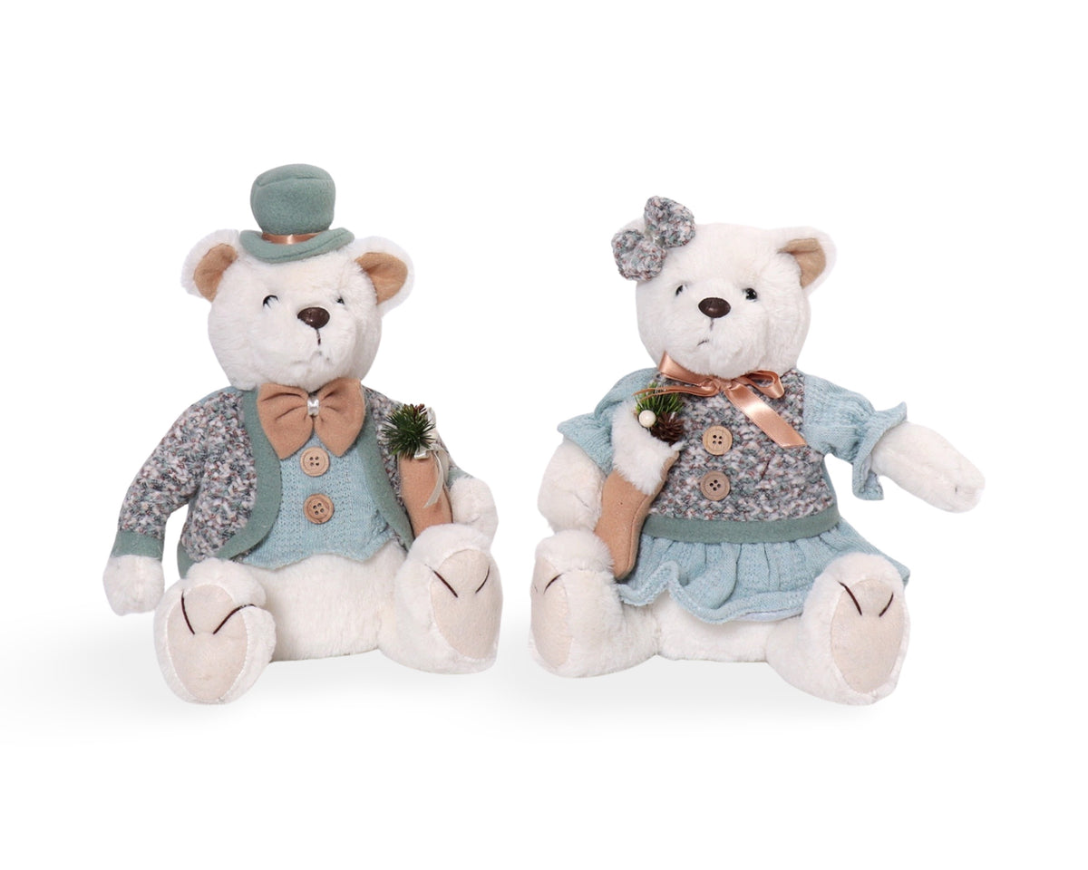Bulk 6 Xmas Beary Blu Bear Sitting 21x16x24/31hcm 2 Asst