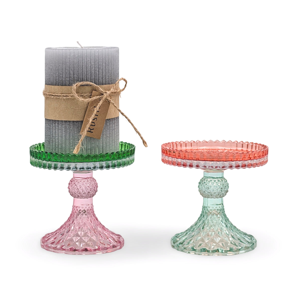 bulk 16 Multicoloured Glass Candle Holder 10cm