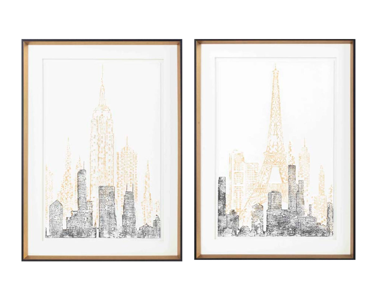 Bulk 2 Cityscape 2toned Framed Wallart 50x70cm 2 Asst