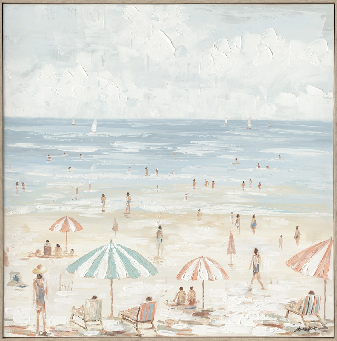 Summer Beach Hand Painted Wallart 100x100cm