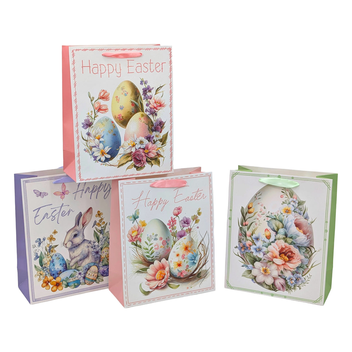 Bulk 24 Elegant Vintage Easter Bag Sml 11x14x6.5cm 4 Asst