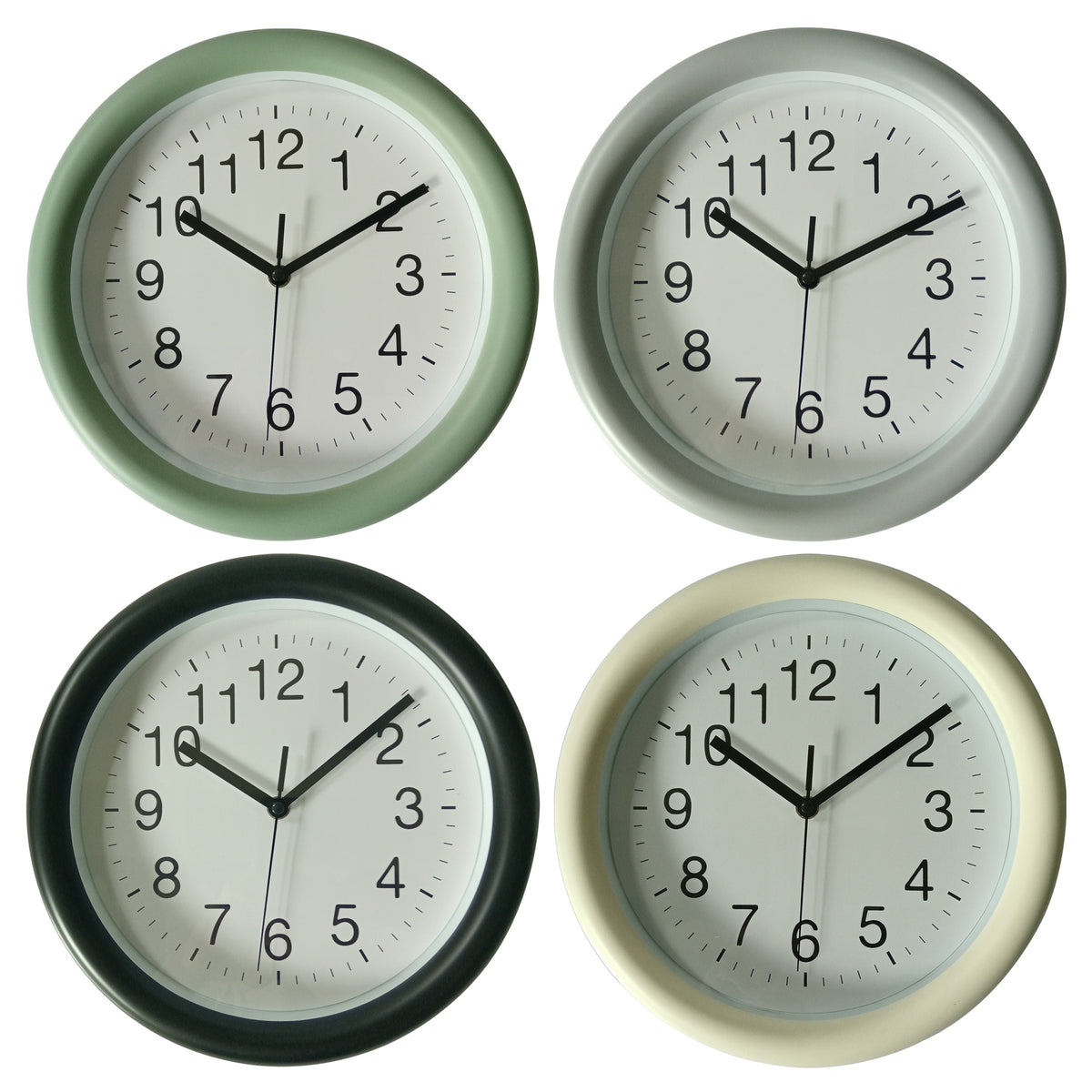 Bulk 10 Thick Plastic Wall Clock 28.8cm 11" 4 Asst