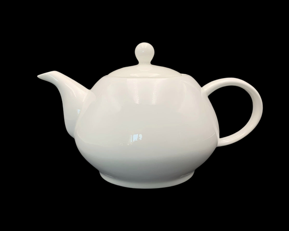 Bulk 8 White Fine Bone China Round Tea Pot 700ml