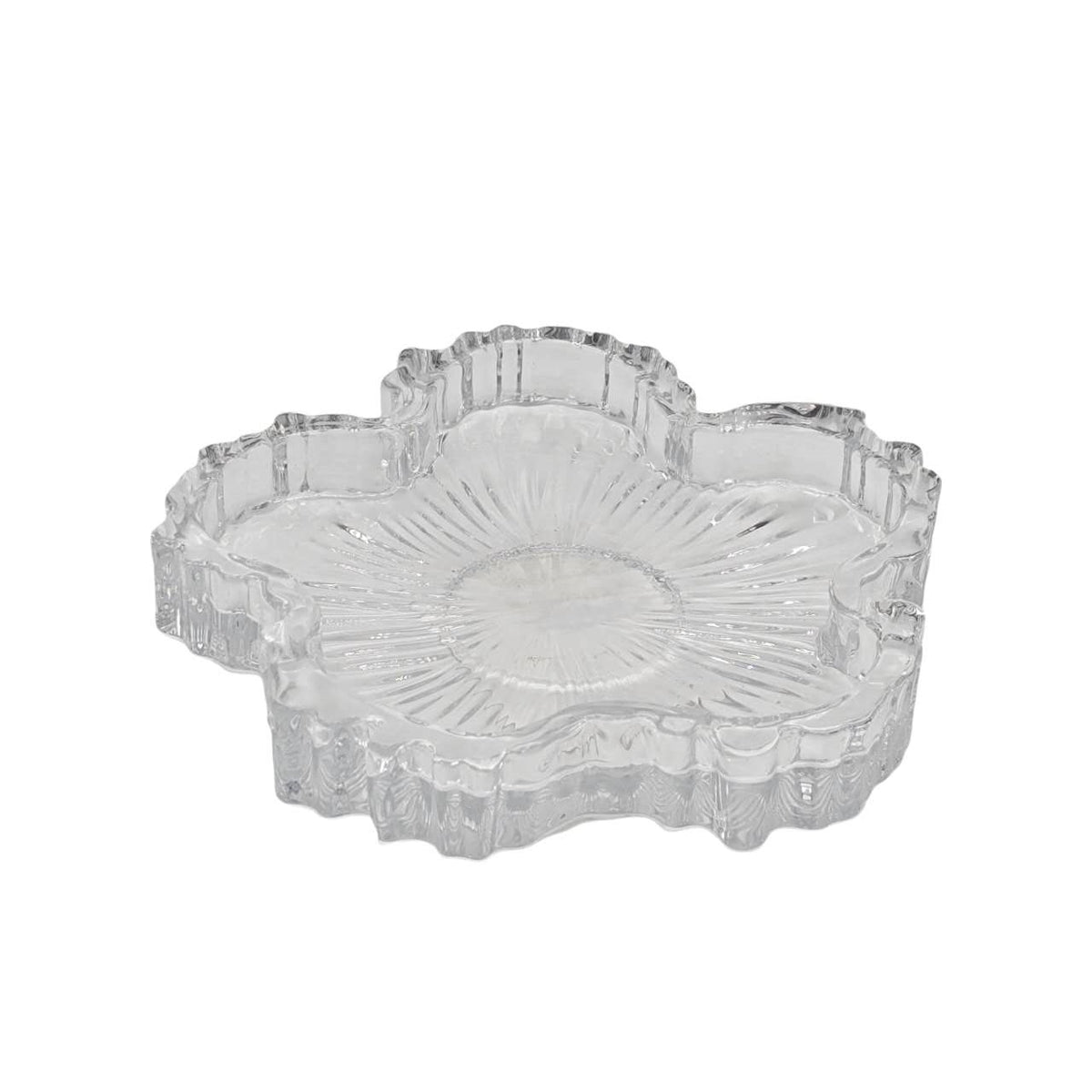 Bulk 24 Clear Glass Candle Plate Flower Shape 11.5x1.8cm