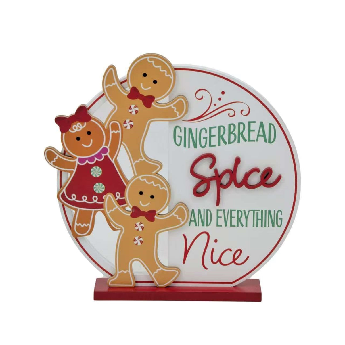 Bulk 8 Xmas Round Gingerbread Sign Mdf Deco 23.5cm