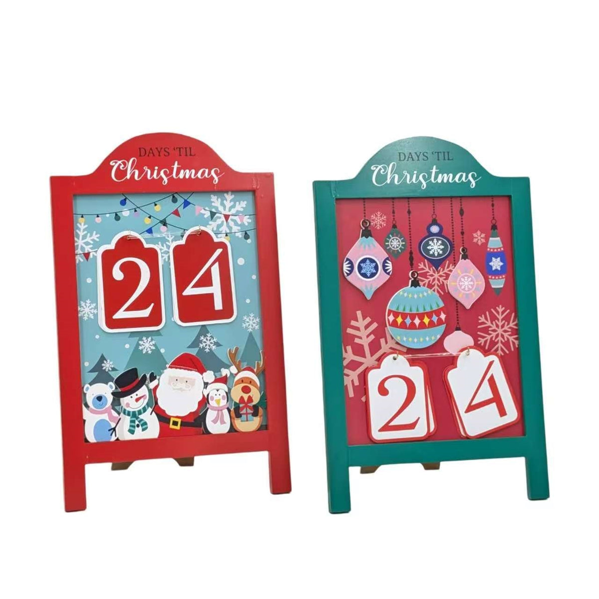 Bulk 4 Xmas Mdf Countdown Sign Deco 27.2x43cmh 2 Asst
