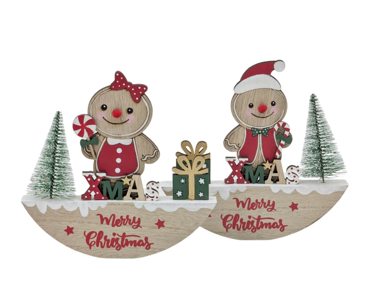Bulk 24 Xmas Mdf Gingerbread Deco 14x15cm 2 Asst
