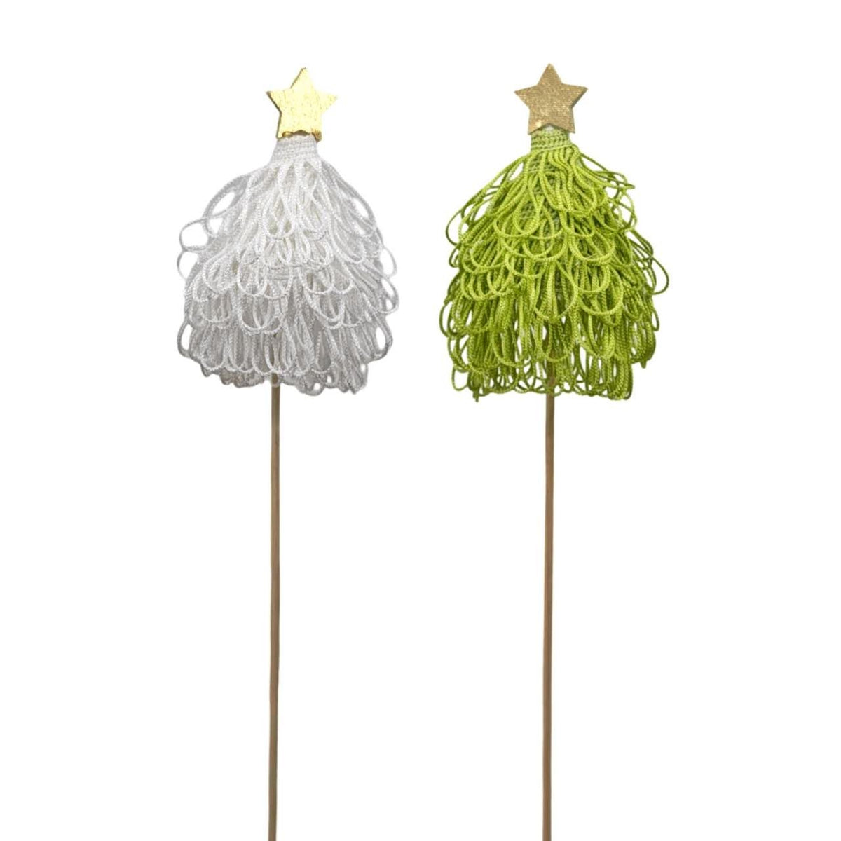 Bulk 24 Xmas Fabric Tree Stick 6cm 2 Asst