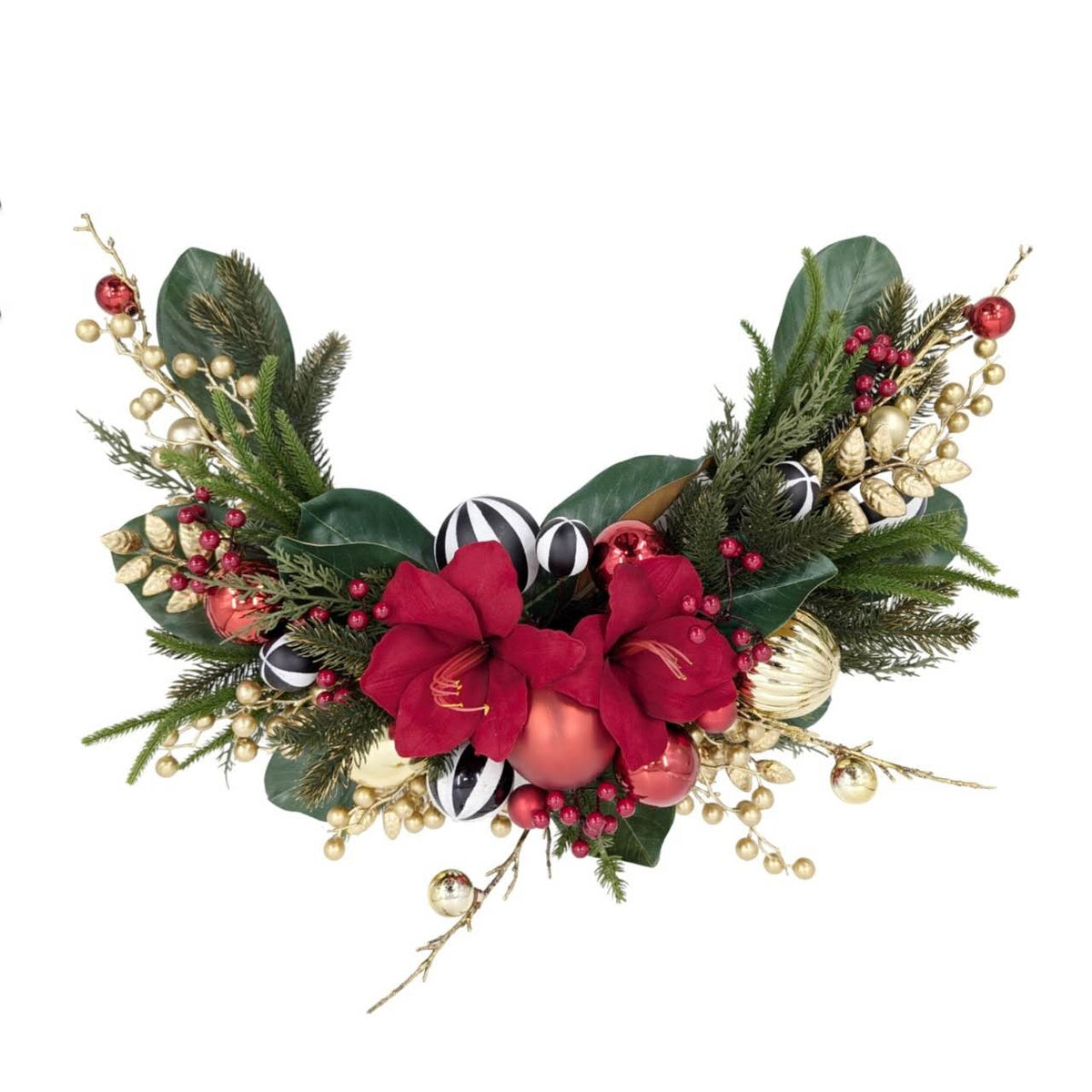 Xmas Amaryllis Glow Half Wreath 60cm