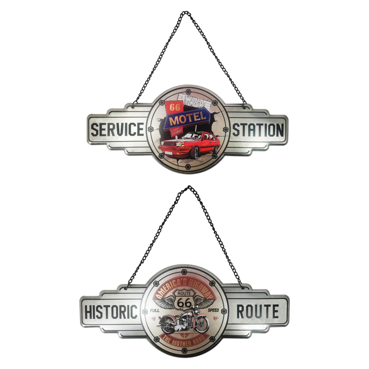 Bulk 12 Route 66 Mancave Haning Metal Sign 18x40cm 2 Asst