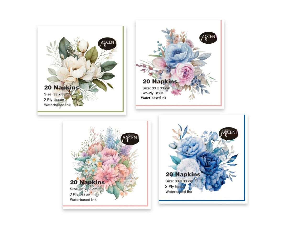 bulk 960 Flower Bouquet Napkins 2ply 33cm