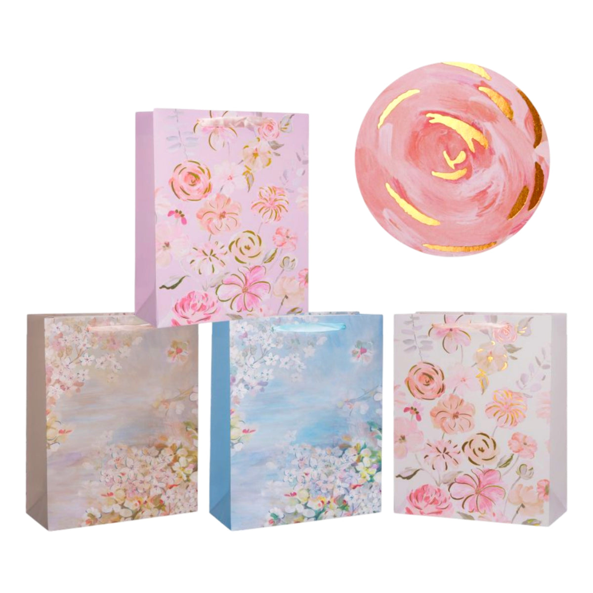 bulk 24 Medium Blush Bloom Gift Bag3cm