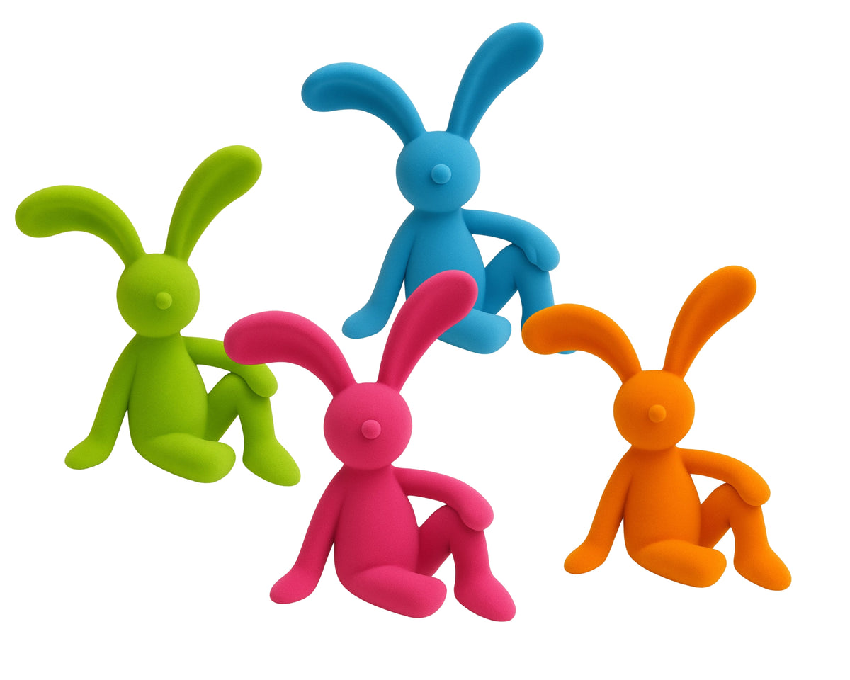 Bulk 12 Flocked Sitting Bunny 23cm 4 Asst