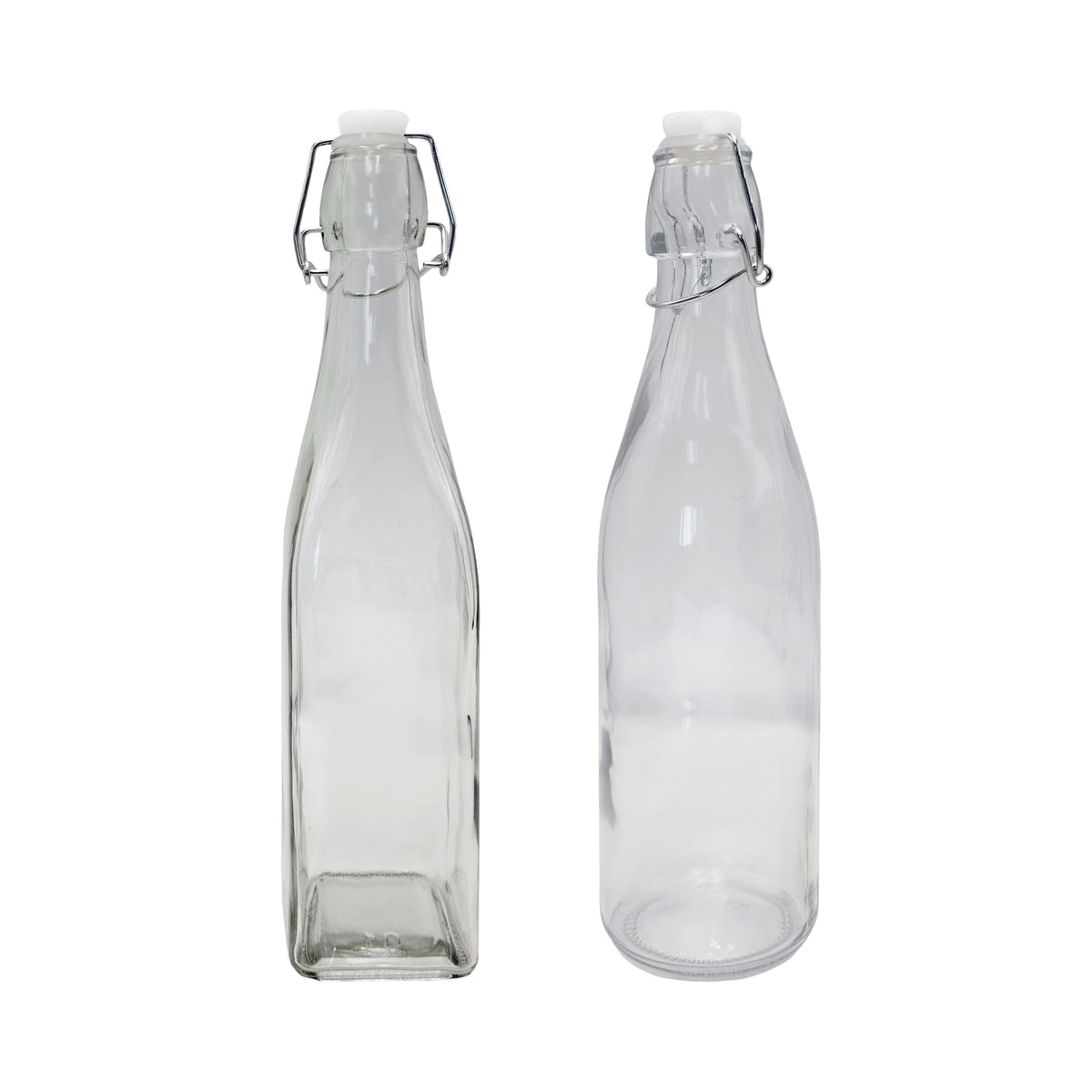 bulk 24 Clear Glass Bottle w/ Clip Lid 500ml 27cm