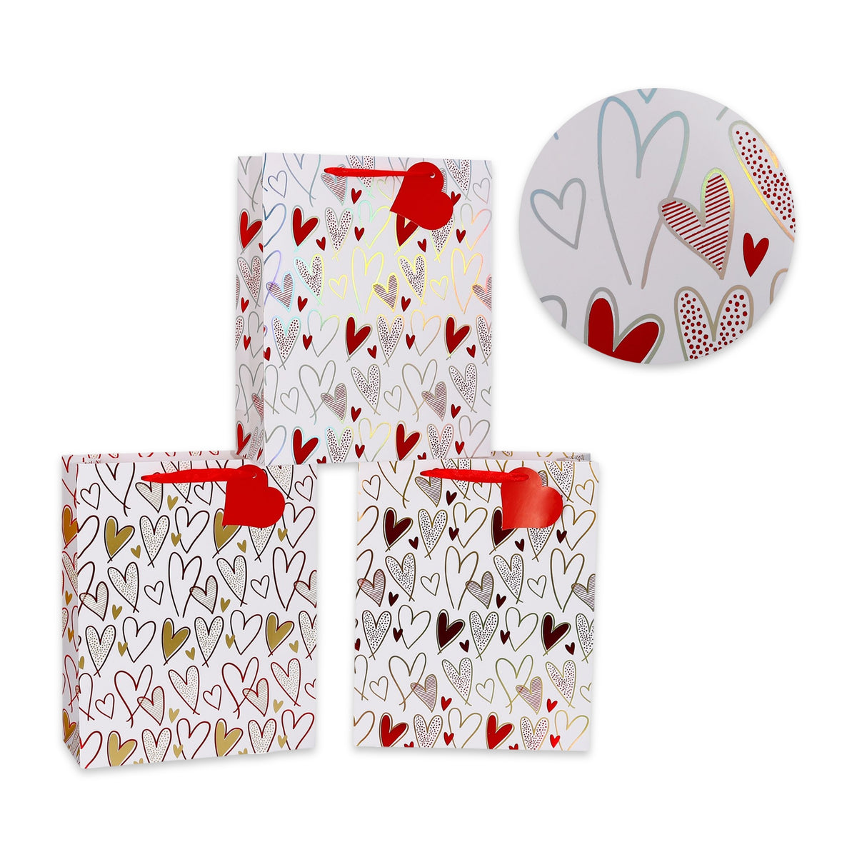 bulk 24 Love Heart Gift Bag 23cm