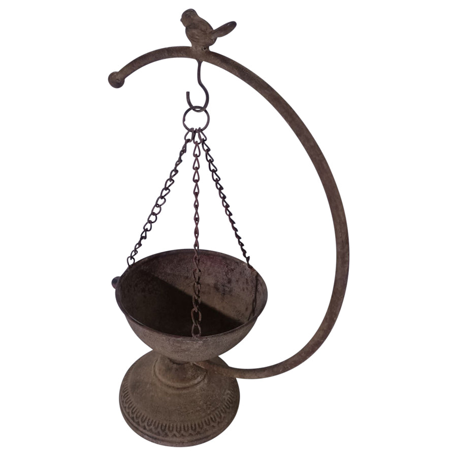 Decorative Rust Floating Bowl & Bird 30x44cm