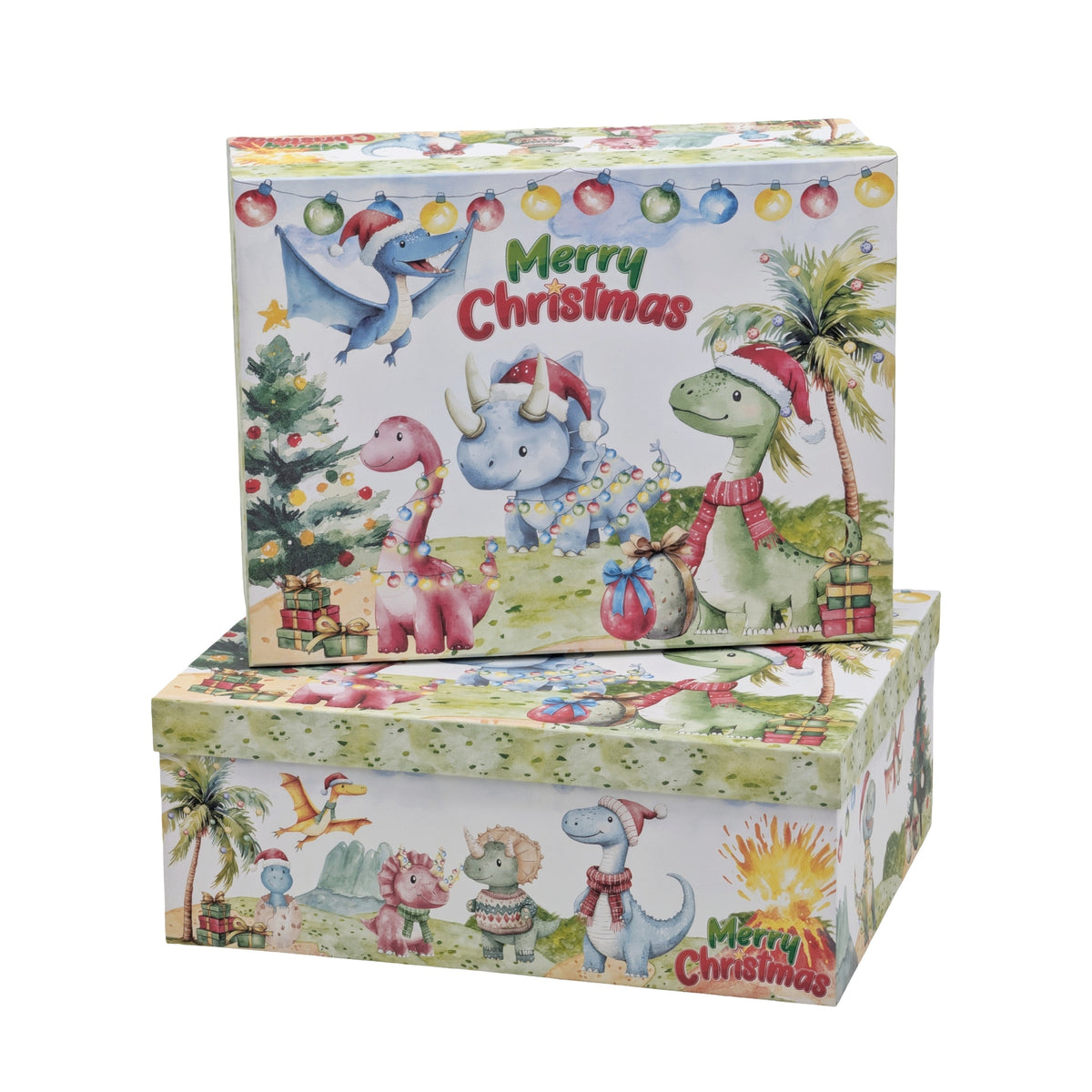 Bulk 2 Dinosaur Xmas Gift Box Set 18 43x34x16cm