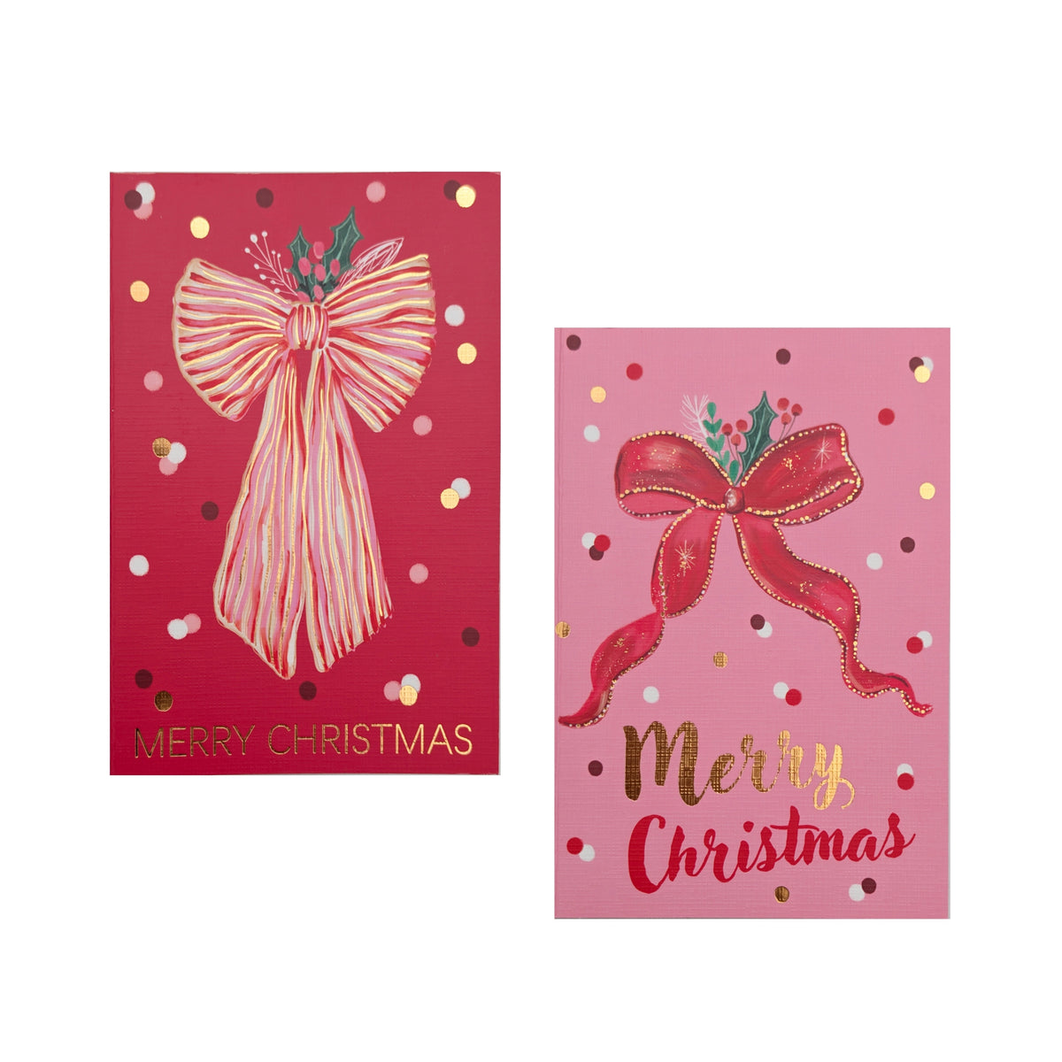 Bulk 24 Red Bow Foiled Xmas Cards pk8 11.5x17.5cm Asst