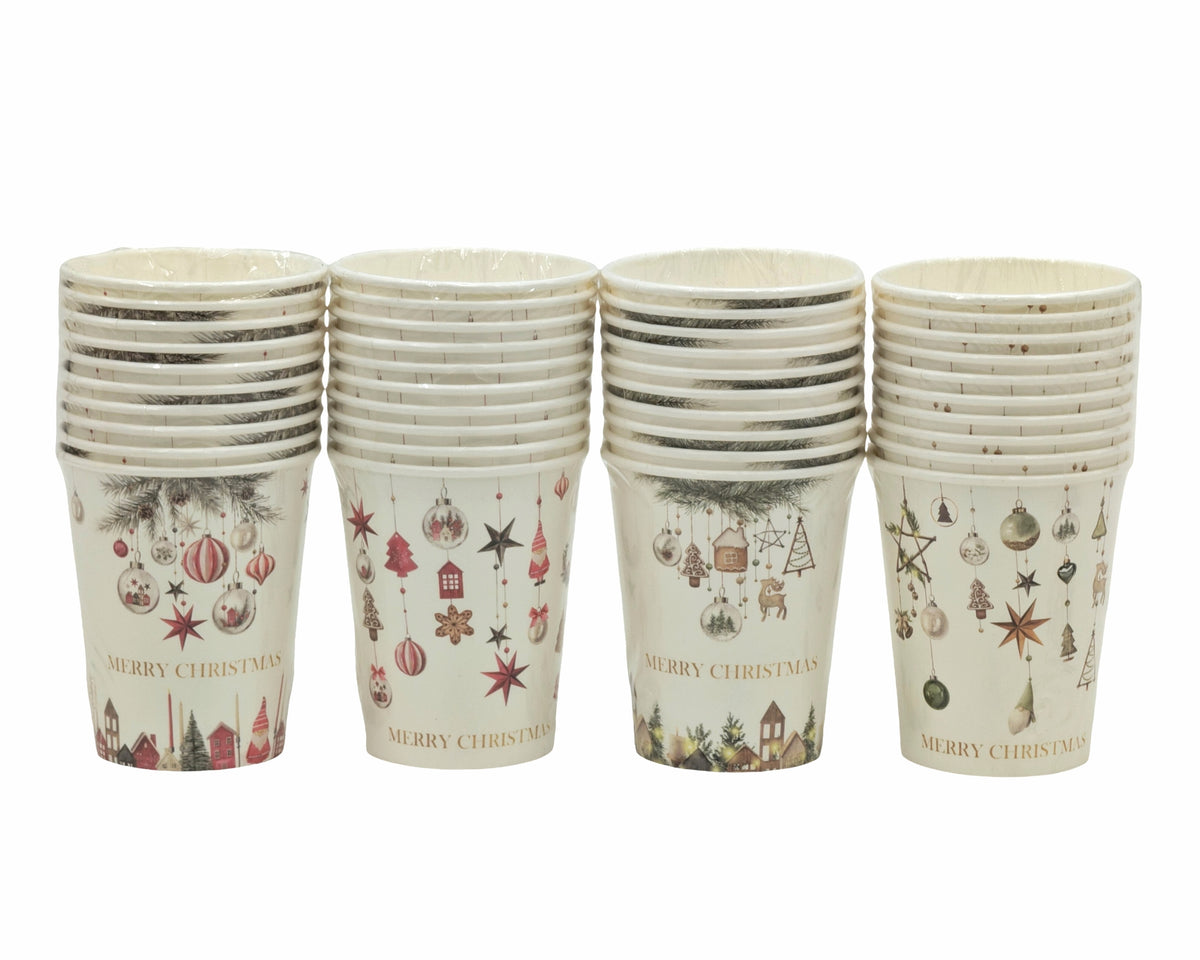 Bulk 48 Hanging Bauble Xmas Paper Cup 250ml pk10