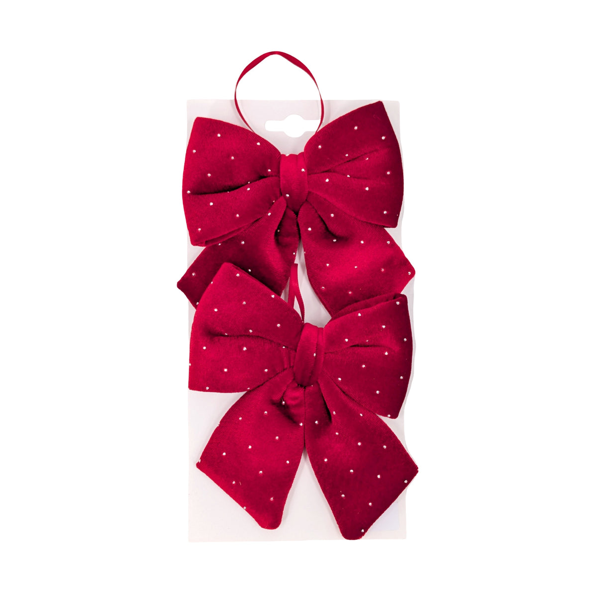 Bulk 24 Diamond & Velvet Red Bow pk2 12x13cm