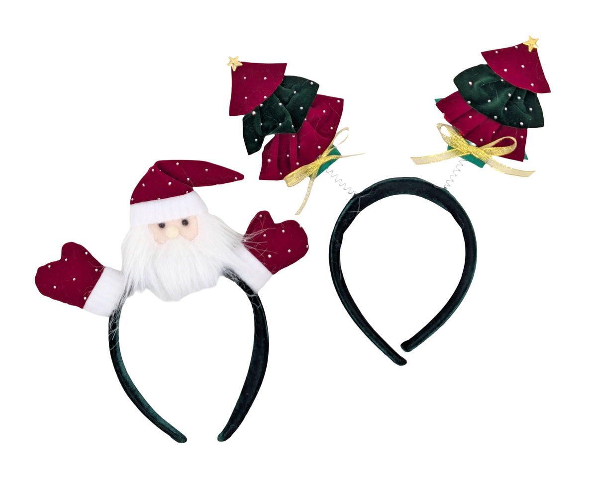 Bulk 24 Xmas Velvet Hair Band 20cm 2 Asst