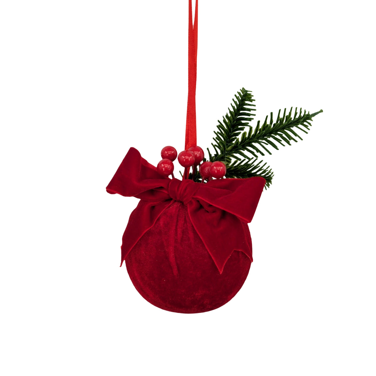 Bulk 24 Xmas Red Velvet Bauble W Ornament 10cm