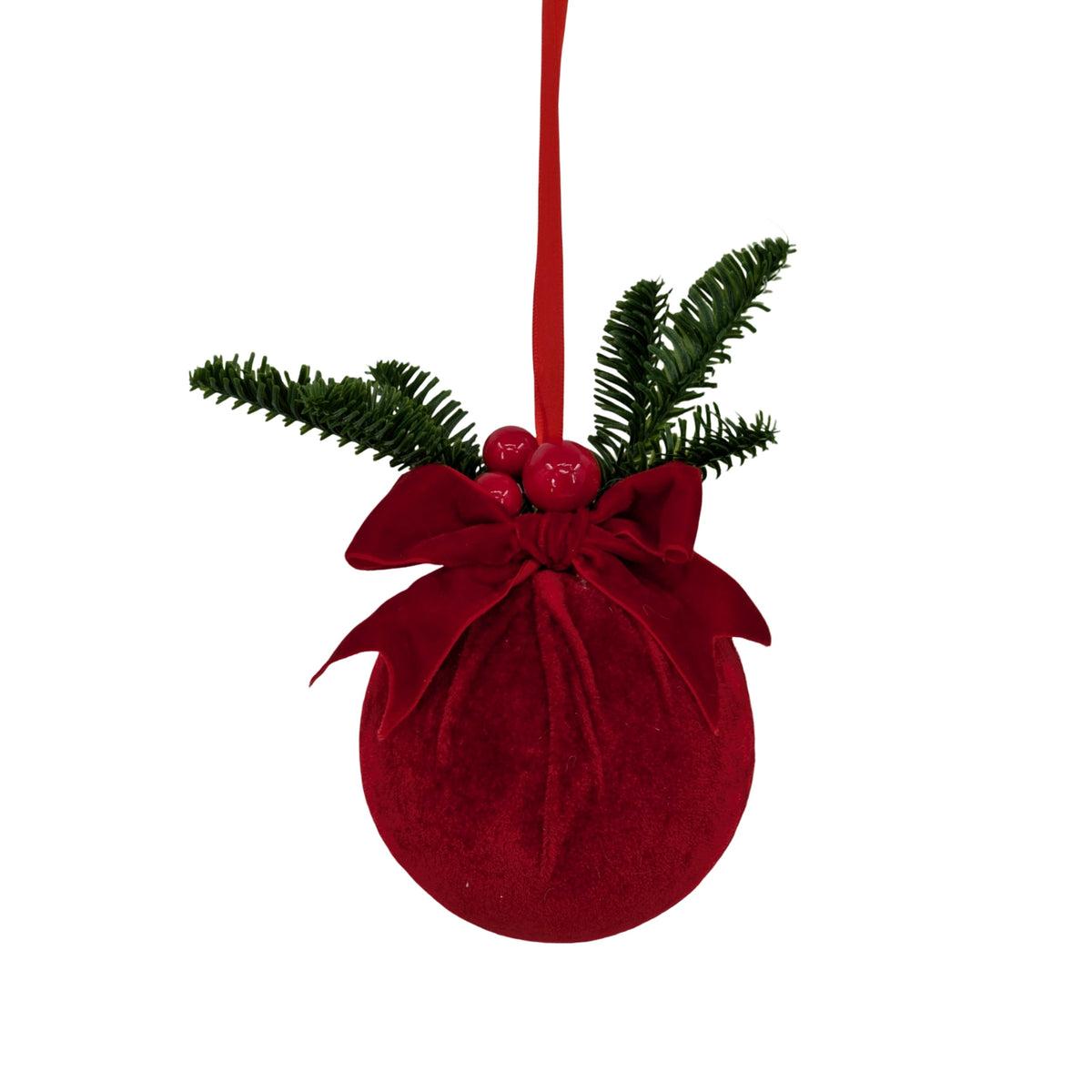 Bulk 24 Xmas Red Velvet Bauble W Ornament 15cm