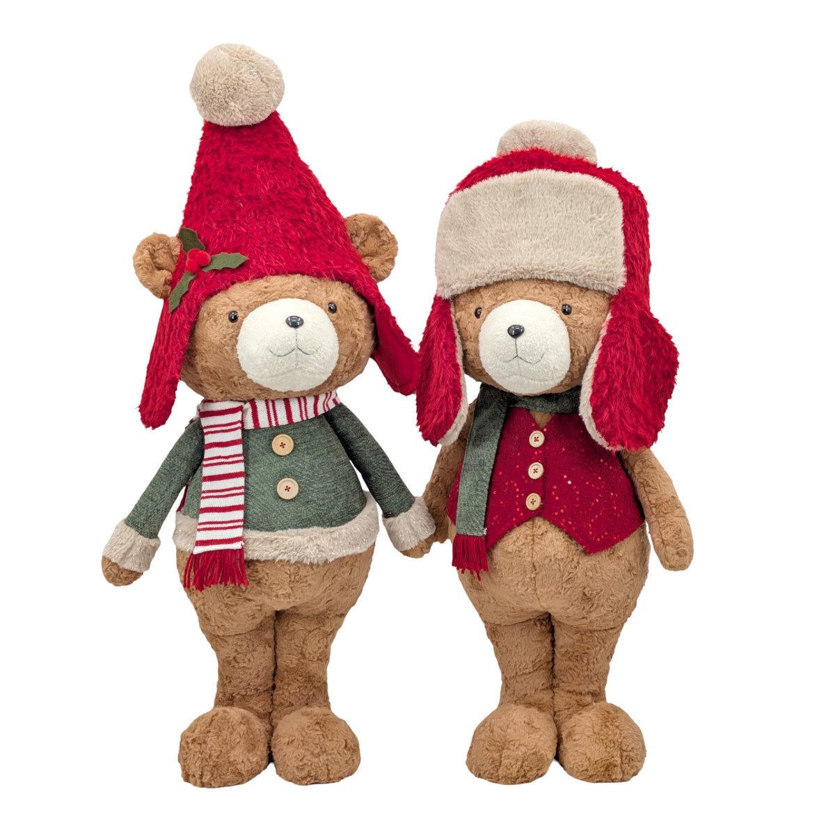 Bulk 2 Xmas Standing Teddy Bear 36x24x90cm 2 Asst