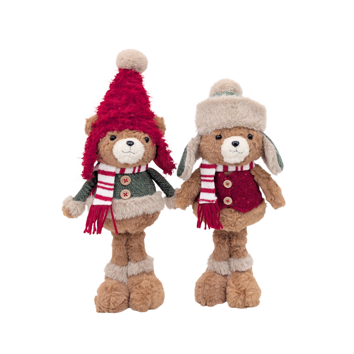 Bulk 6 Xmas Standing Teddy Bear 15x9x40cm 2 Asst