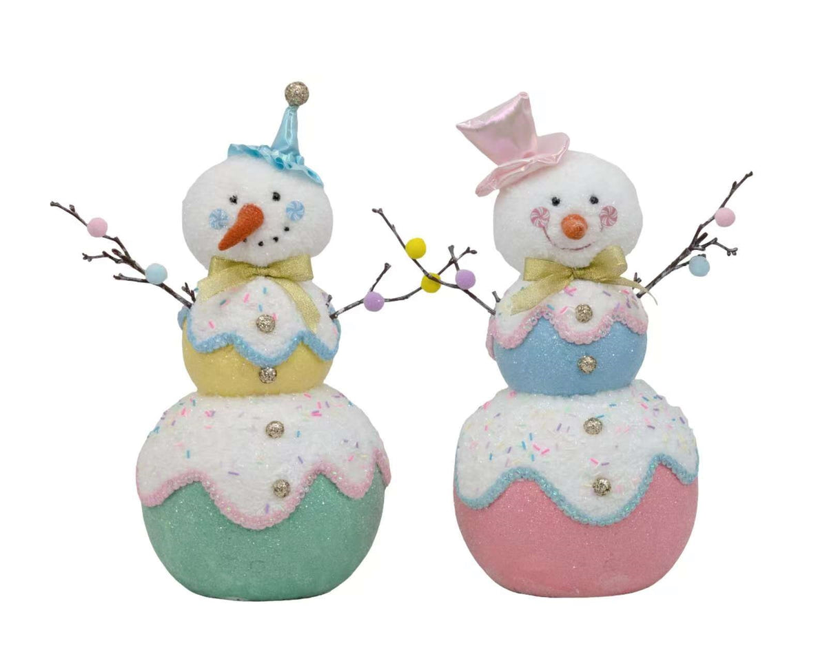 Bulk 4 Xmas Pastel Snowman 31x20x41cm 2 Asst