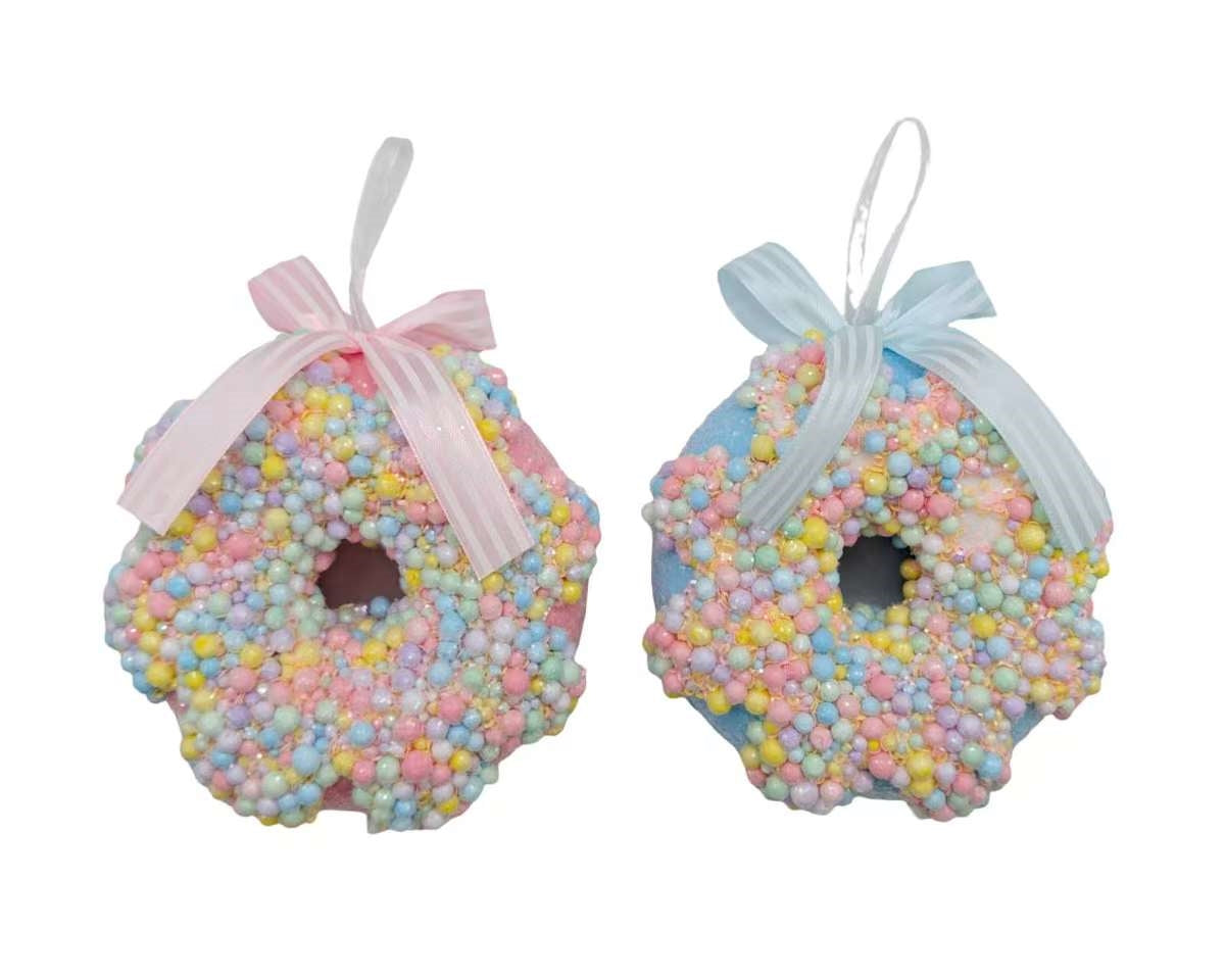 Bulk 24 Xmas Candycane Bow Donut Med 11x5cm 2 Asst