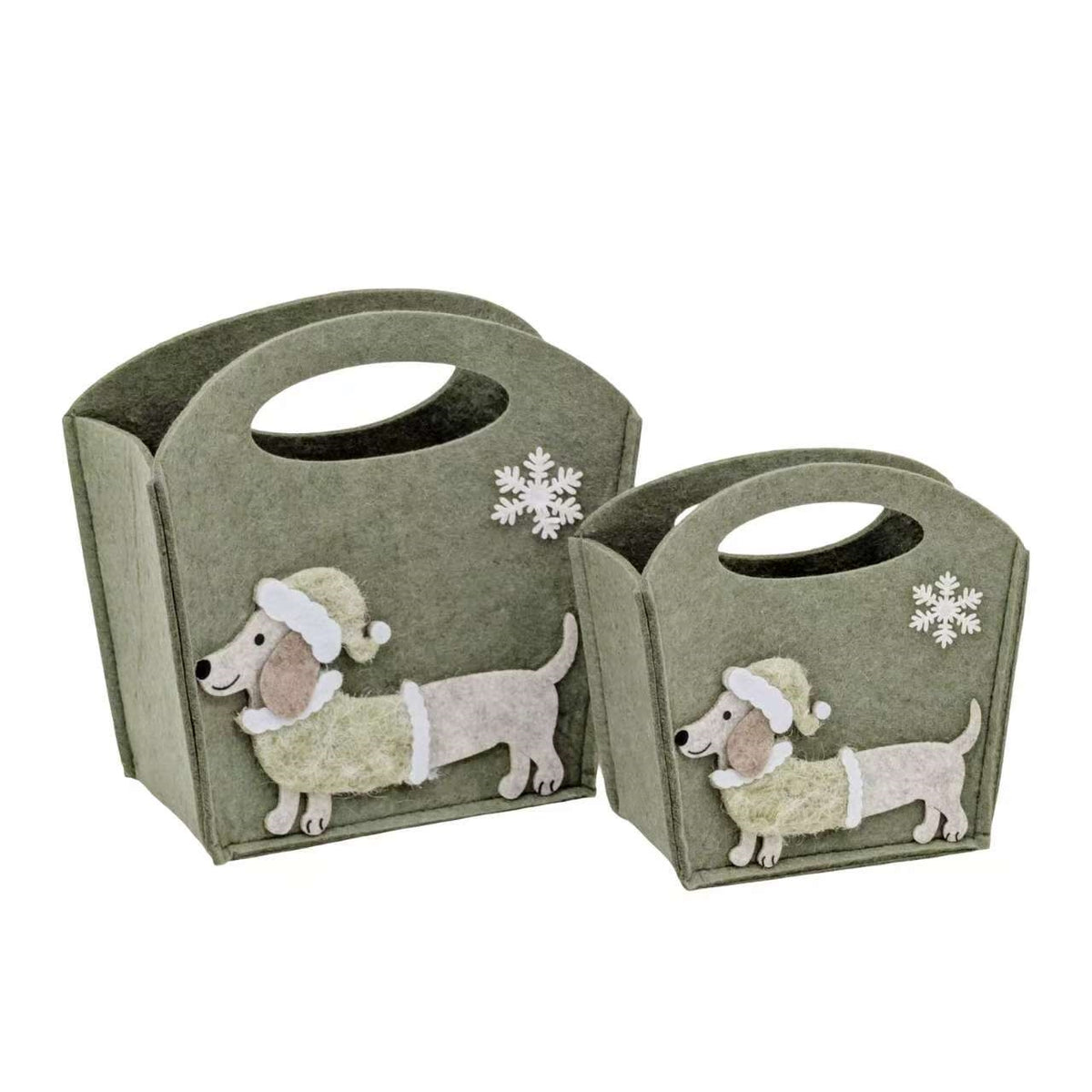 Bulk 12 Xmas Felt Bag W Dashund 19x9x18.5cm