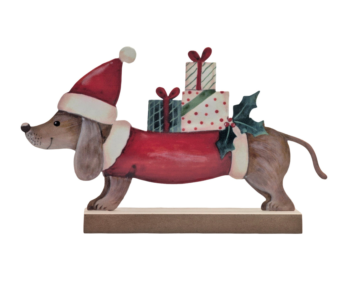 Bulk 12 Xmas Metal Dashund Standing Deco 20x4x12cm