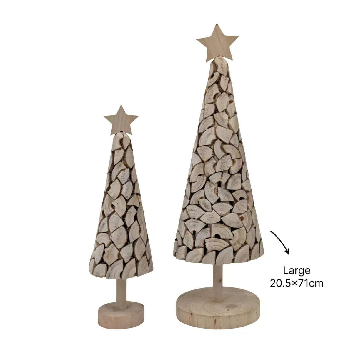 Bulk 4 Xmas Wooden Tree Lrg 20.5x20.5x71cm