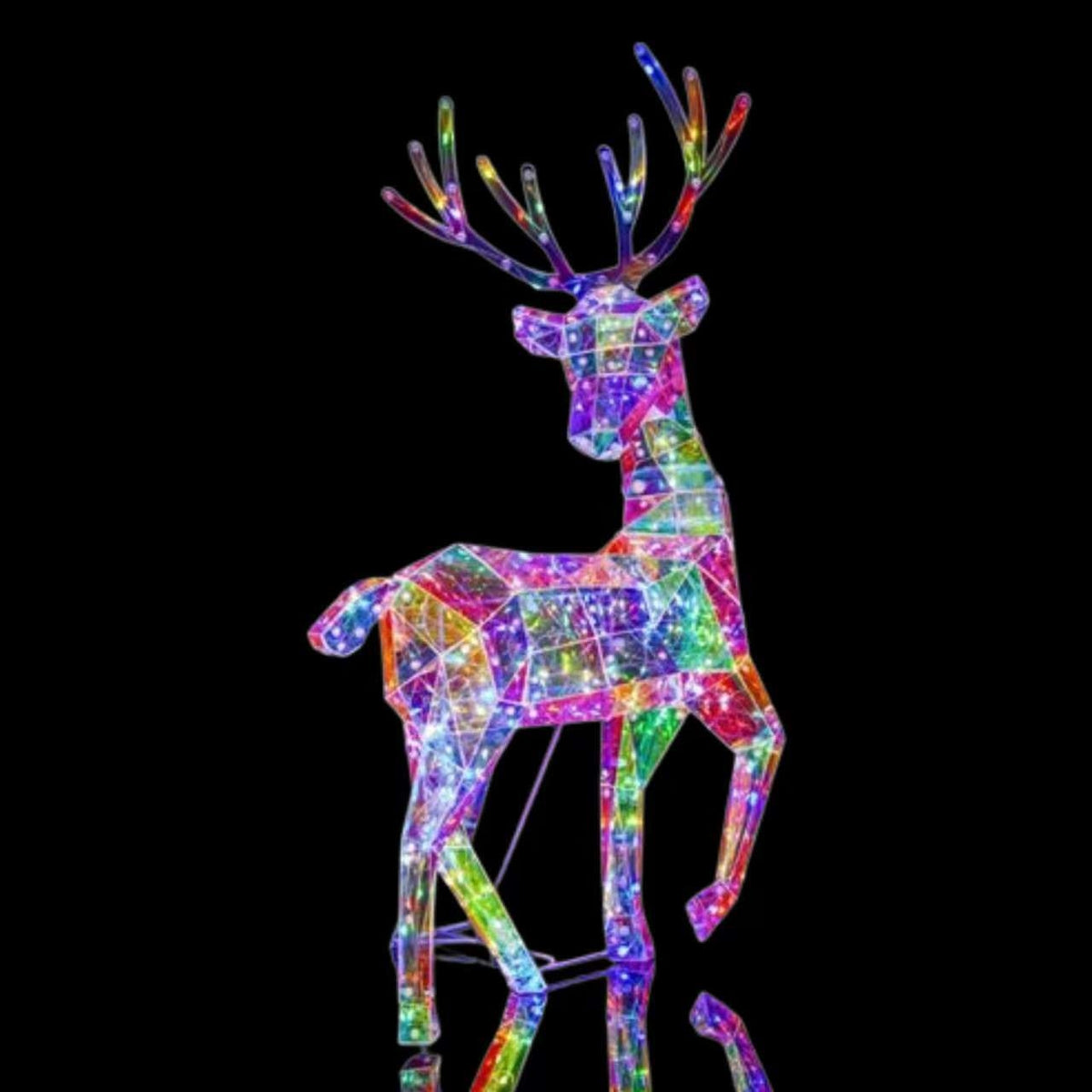 Bulk 2 Led Xmas Iridescent Reindeer 36.5x12.6x62.7cm
