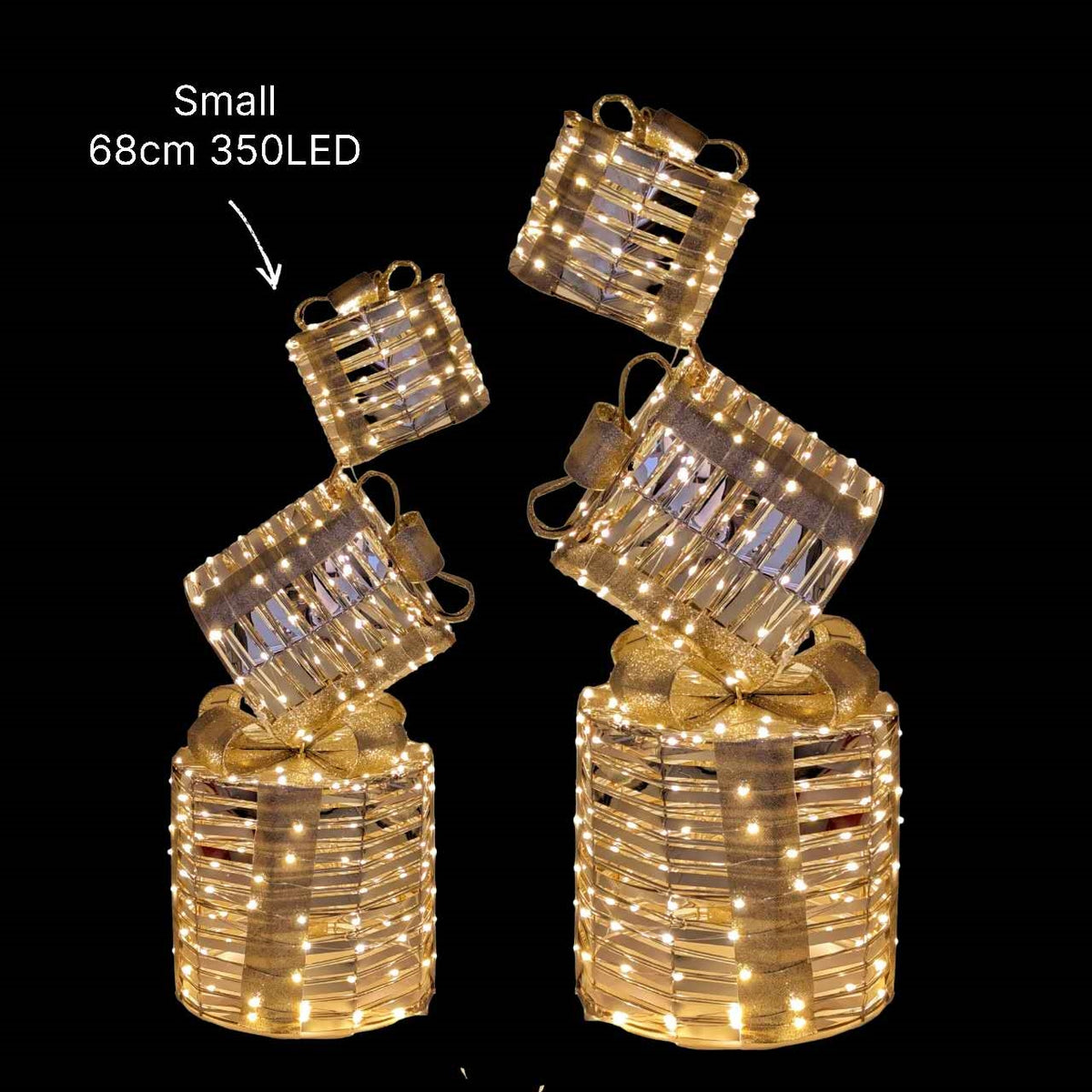 Bulk 2 Xmas Led Stacked Gift Box Round 68cm 350led