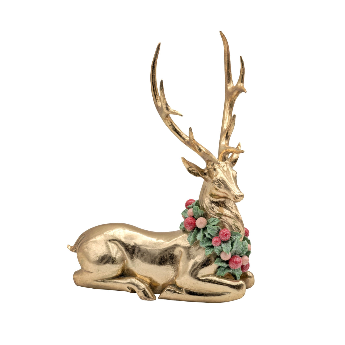 Bulk 3 Gold Reindeer Sitting 25.5x12x34.5cm