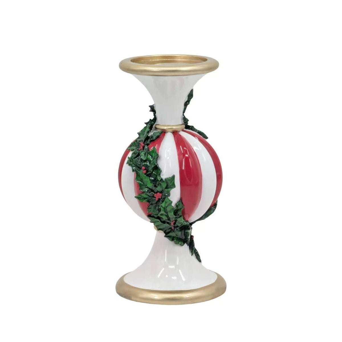 Bulk 4 Christmas Ball Candle Holder W Holly Leaf 12x12x25cm