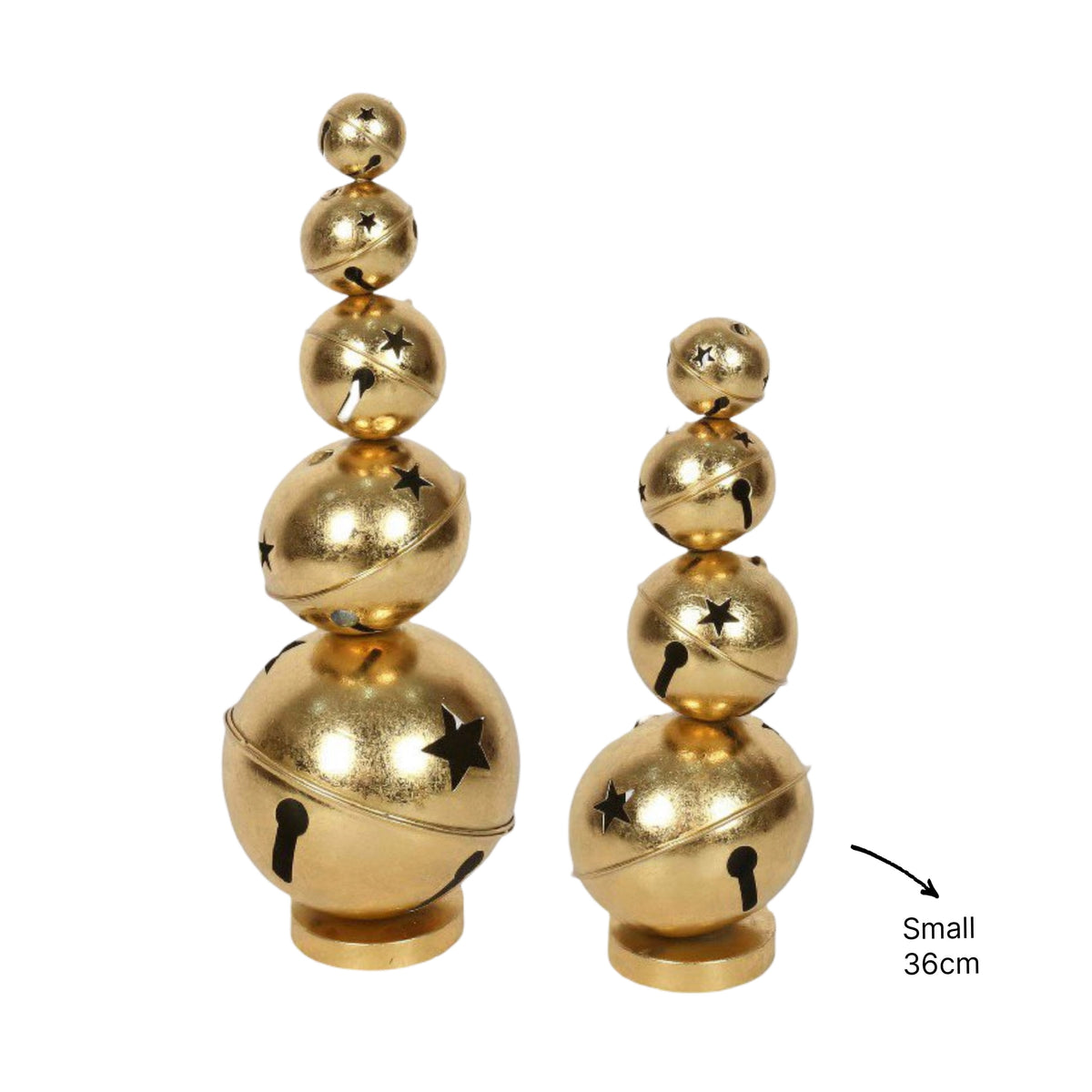 Bulk 4 Xmas Stacked Bell Decoration 14x36cm