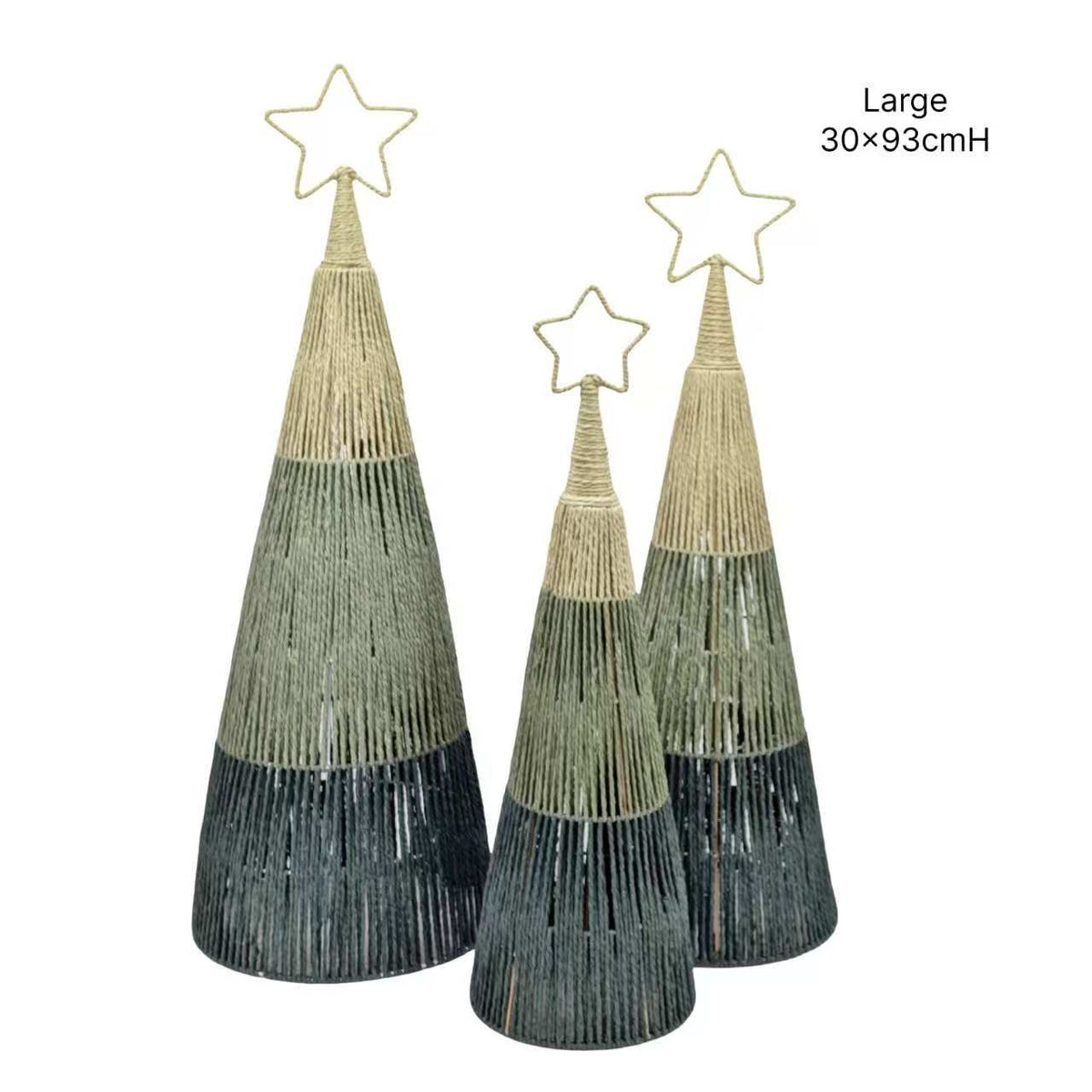Bulk 2 Xmas Forest Green Paper Rope Tree 30x93cm