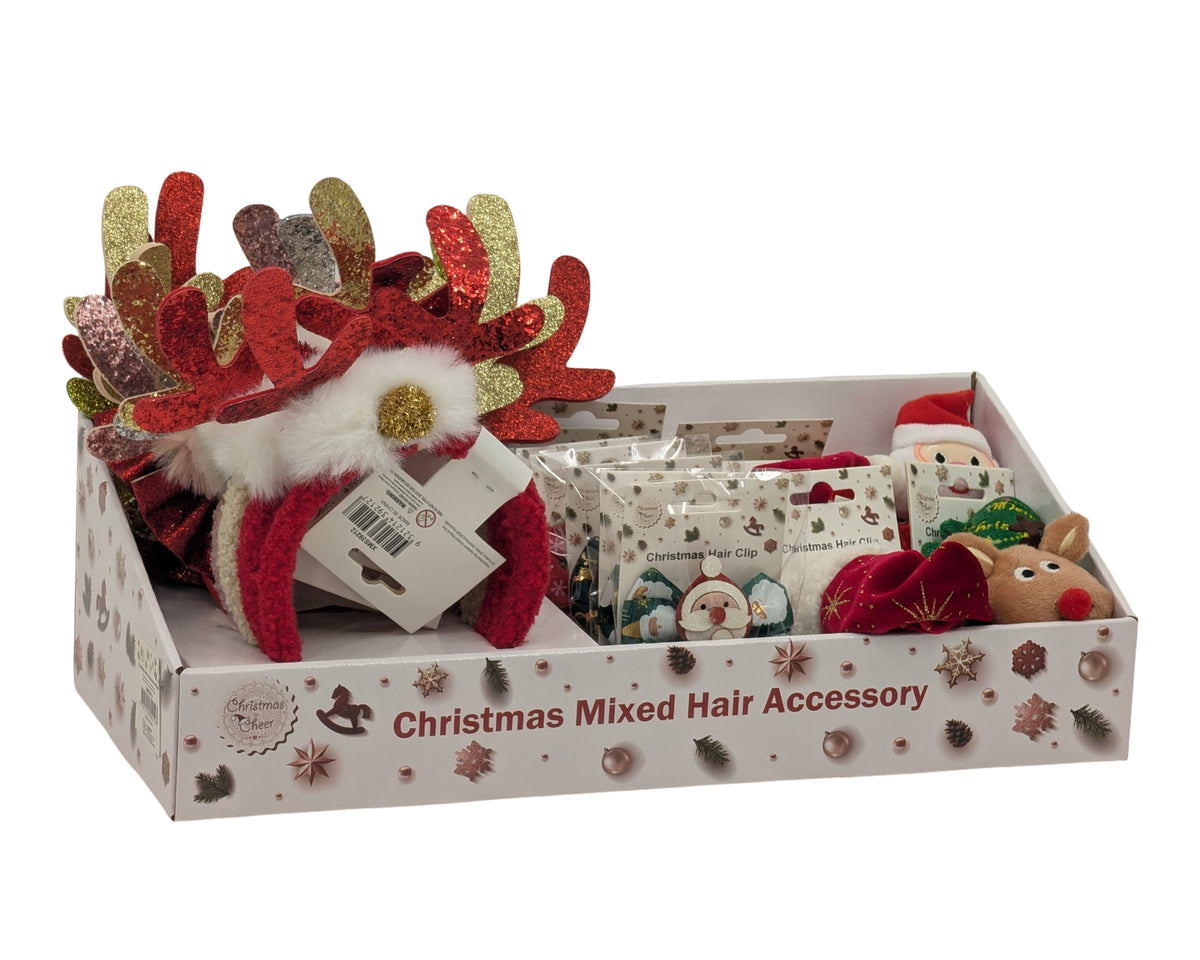 Bulk 24 Xmas Hair Accessories Mixed Items