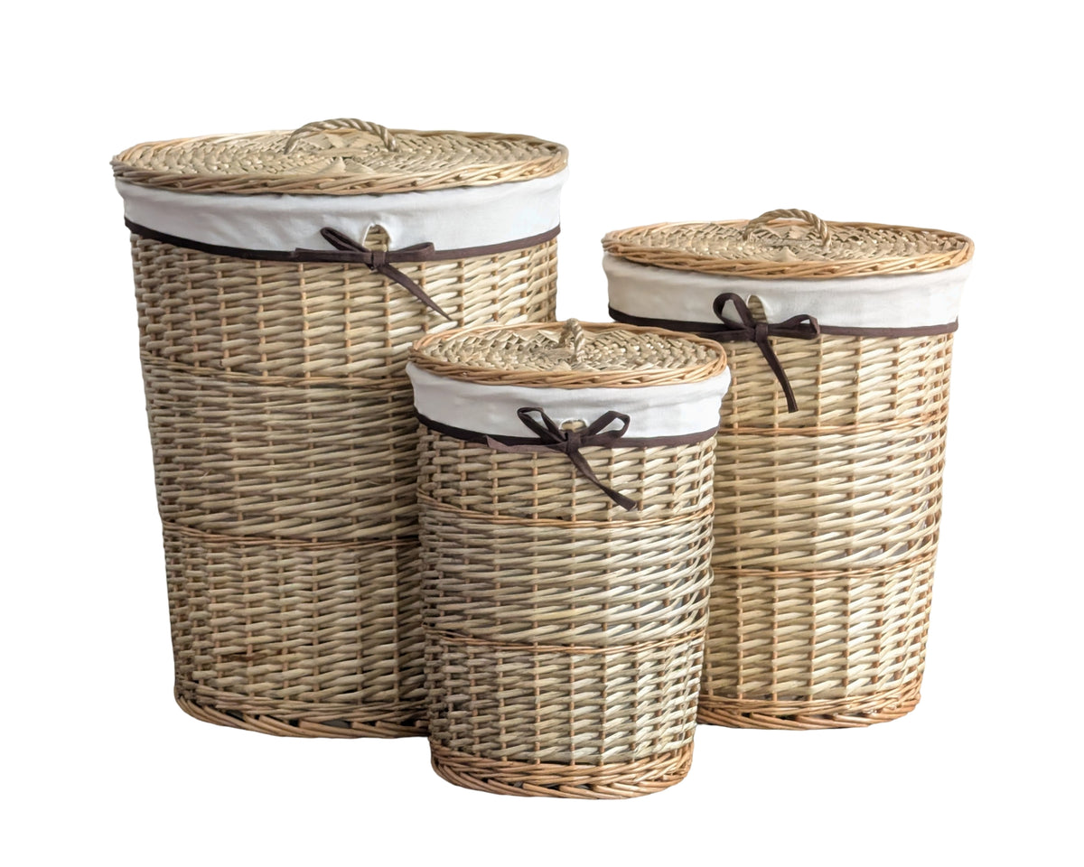 Natural Willow Basket Round s/3 45xh55cm