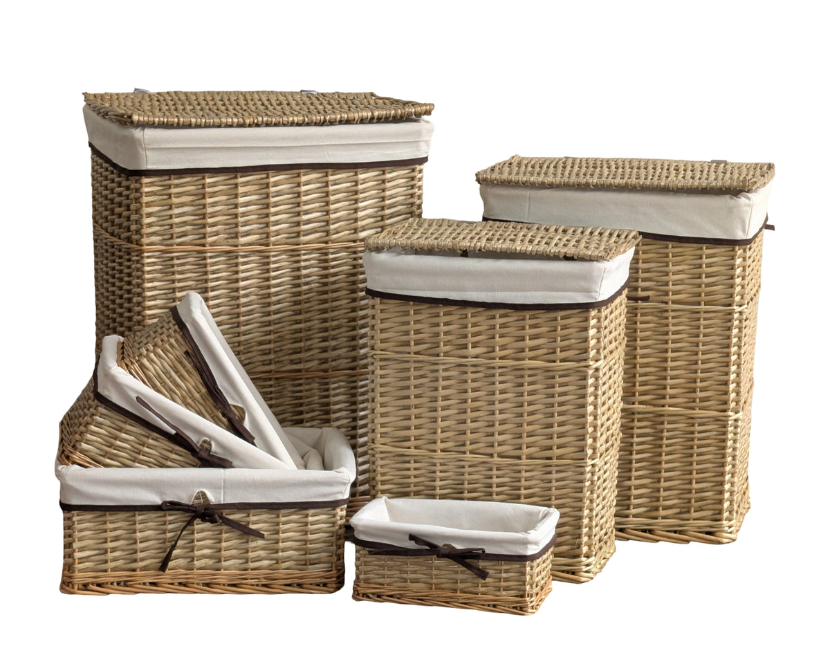 Natural Willow Basket Rect s/7 50x40xh66cm