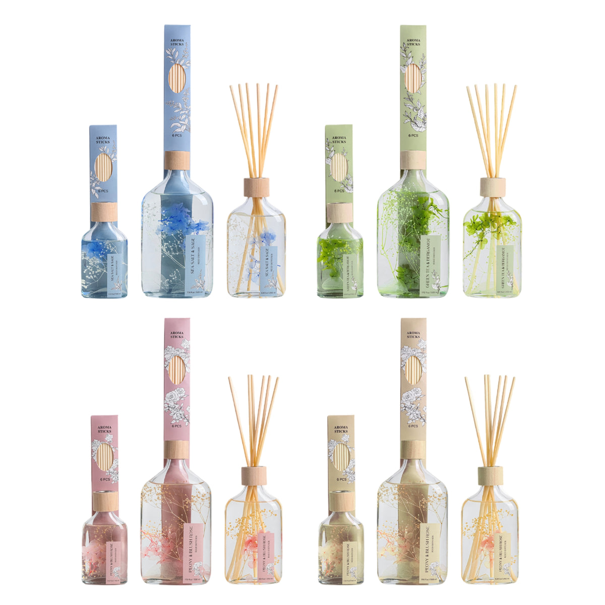 Bulk 12 Elegant Botanical Diffuser 250ml 4 Asst