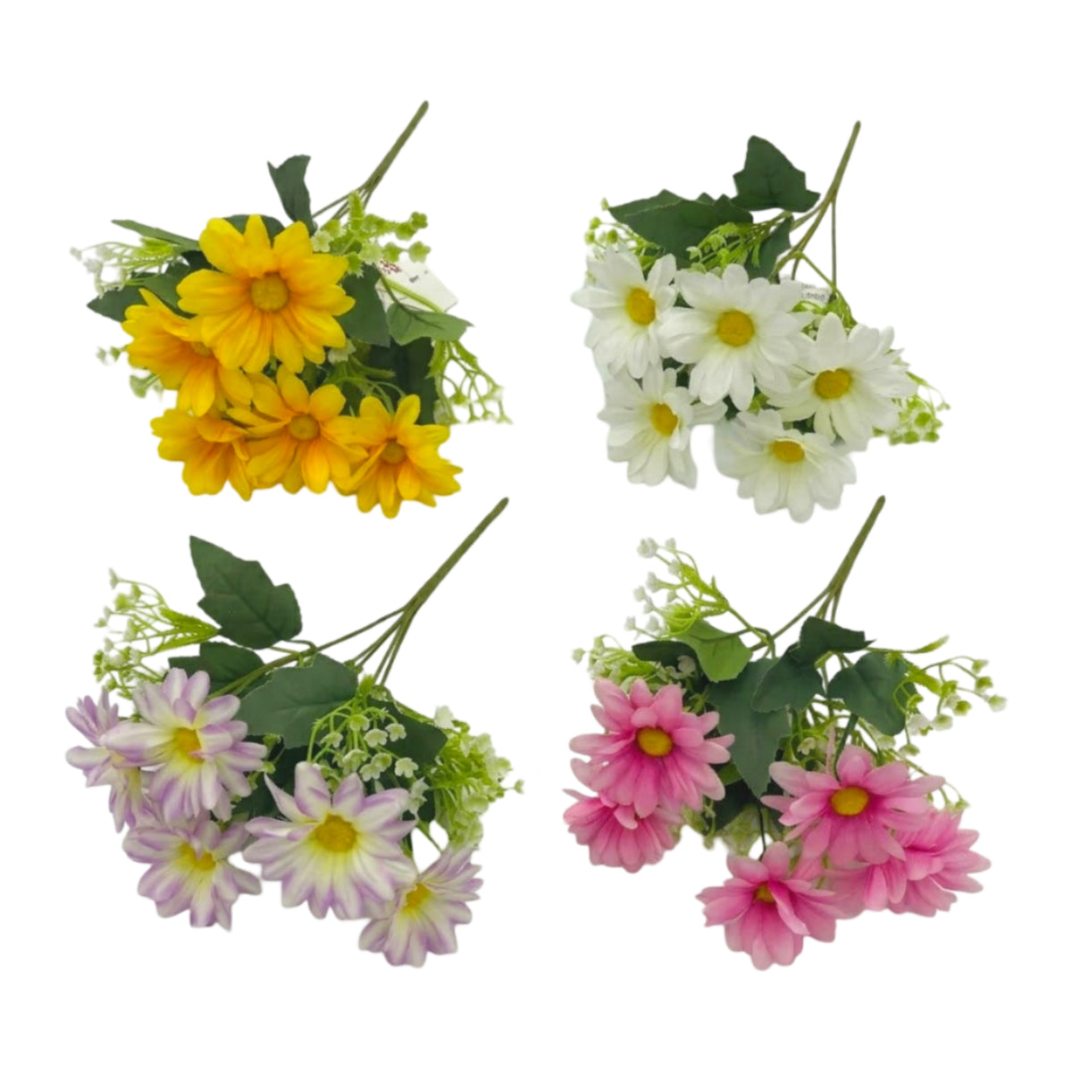 Bulk 24 Artificial Daisy Flower Bunch 30cm 4 Asst
